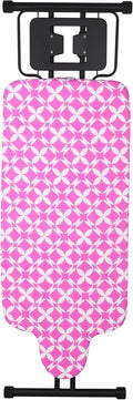 Extra Large Ironing Board with Hang Rail and Iron Rest 63" L x 20" W (Large with Iron Rest (Pink Cover))-Ruum Studio Home
