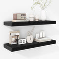 Fun Memories 24 Inch Floating Shelves - Deep Rustic Black Wooden Wall Shelves - Extra Deeper & Thicker Wall Mounted Storage Shelf for Bedroom, Kitchen, Farmhouse - 2 Pack, Rustic Black-Ruum Studio Home