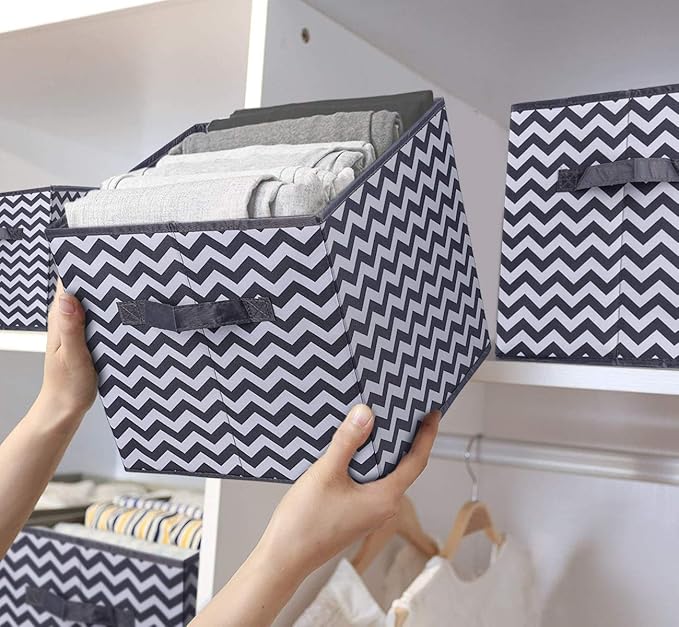 storage box Oxford fabric set of 4, foldable storage box fabric box in cube shape 30x30x30 cm for closet, clothes, books, cosmetics, toys-Ruum Studio Home