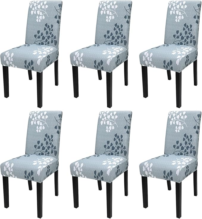 JQinHome Pattern Chair Covers for Dining Room Set of 6, High Stretch Removable Washable Parsons Chair Slipcover for Home Party Hotel Wedding Ceremony (Flower,6PCS)-Ruum Studio Home