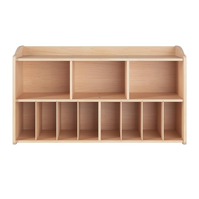 Foundations Serenity Wooden Diaper Organizer for Daycares, 3 Large & 8 Small Storage Compartments, Natural Wood Construction, Maximum Durability (Natural)-Ruum Studio Home