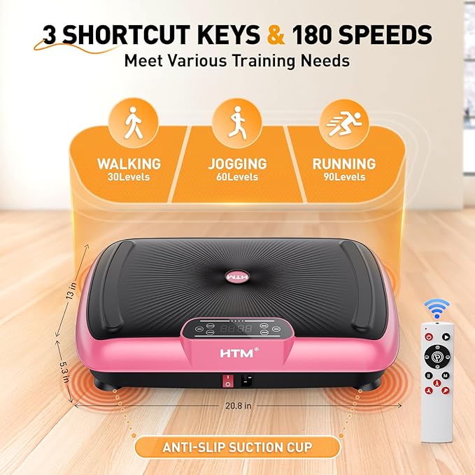 Vibration Plate Exercise Machine - 180 Speeds & 300 lb Capacity, Full Body Workout Vibration Platform with Remote Control for Lymphatic Drainage, Weight Loss & Toning-Ruum Studio Home