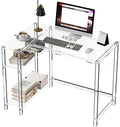 Eglaf Acrylic L-Shaped Desk - Clear Desk with Reversible Storage Shelves - Modern Home Office Desk Corner Desk for Study, Writing, Rectangular Legs, Easy Assembly, 39.4" L x 27''W x 29.5" H-Ruum Studio Home