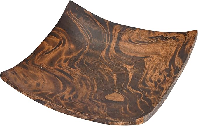AeraVida Square-Shaped Mango Tree Wood with Dark Stain Serving Dish or Fruit Bowl | Wood Decor Bowl-Ruum Studio Home