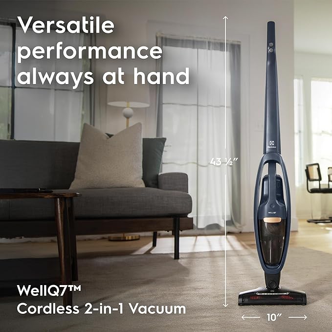 Electrolux WellQ7 Cordless 2-in-1 Vacuum with High Suction Power and 5-Step Filtration System, 50-Minute Run Time, 2 Power Modes, Denim Blue-Ruum Studio Home