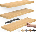 BAYKA Floating Shelves for Wall, Wall Mounted Rustic Wood Shelves for Bathroom, Bedroom, Living Room, Kitchen,Small Hanging Shelf for Books/Storage/Room Decor (Oak-Toned, Set of 3, 15.7in)-Ruum Studio Home