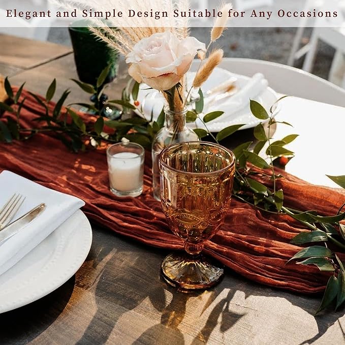 6 Pack Terracotta Cheesecloth Table Runner 10FT Boho Rustic Cheese Cloth Table Runner for Wedding 20 x 120 Inch Long Bridal Shower Baby Shower Gauze Fabric Sheer Birthday Party Table Decorations-Ruum Studio Home