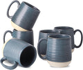 Hasense Porcelain Coffee Mugs Set of 6, 15 Ounce Large Ceramic Coffee Cups Set with Handle for Latte, Tea, Cocoa and Hot Chocolate, Dark Blue Coffee Mugs for Men and Women, Microwave Safe-Ruum Studio Home