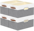 Yawinhe Fabric Storage Baskets, Foldable Closet Organizer for Shelves, Large Boxes with 3 Handles, Canvas Bins for Clothes, White/Grey, 12.99''Lx9.05''Wx7.87''H, 4-Pack-Ruum Studio Home