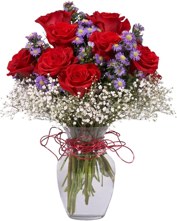 Floral Supply Online - 8" Clear Rose Vase and Flower Guide Booklet - Decorative Glass Flower Vase for Floral Arrangements, Weddings, Home Decor or Office.-Ruum Studio Home