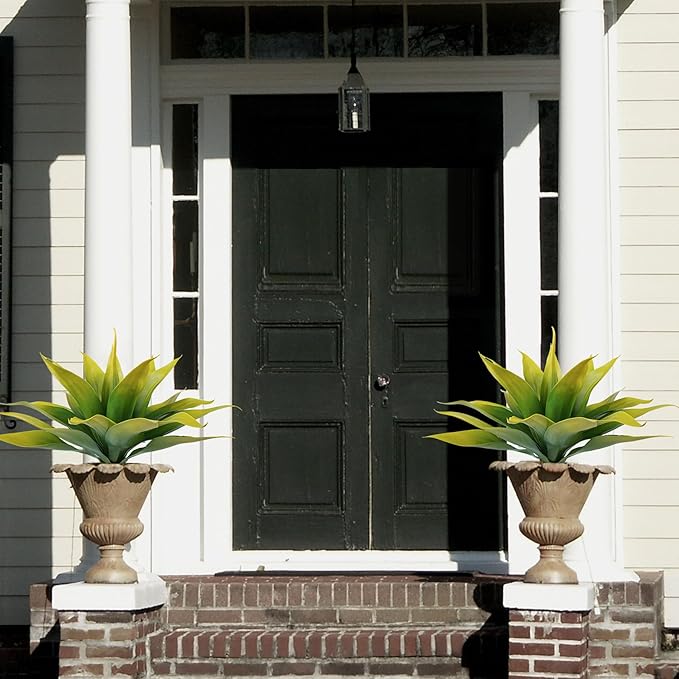 Artificial Agave Plants,Large UV Resistant Fake Agave Planters for Indoor and Outdoor Decorating Tropical Plant Succulents Greenery Indoor Decor (2Pack,22" Yellow)-Ruum Studio Home