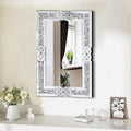 Crushed Diamond Decorative Wall Mirrors, 24x36 Inch Rectangle Living Room Mirrors for Wall Decor, Modern Glam Bathroom Dining Room Entryway Mirror Silver-Ruum Studio Home