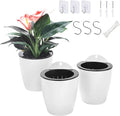 3 Pack Self Watering Wall Hanging Planter Pots Vertical Garden Window Hang Mount Indoor Outdoor Plant Flower Basket for Kitchen Herbs Balcony Railing Shelf Fence Bedroom Trellis Decor Modern White Box-Ruum Studio Home