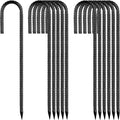 Rebar-Stakes-12-Inch, Ground Stakes Heavy Duty J-Hook Black Coated Anti-Rust Heavy Duty Ground Anchors for Garden Dog Fence Chicken Coop Christmas Decorations Deer Fence 12pcs-Ruum Studio Home