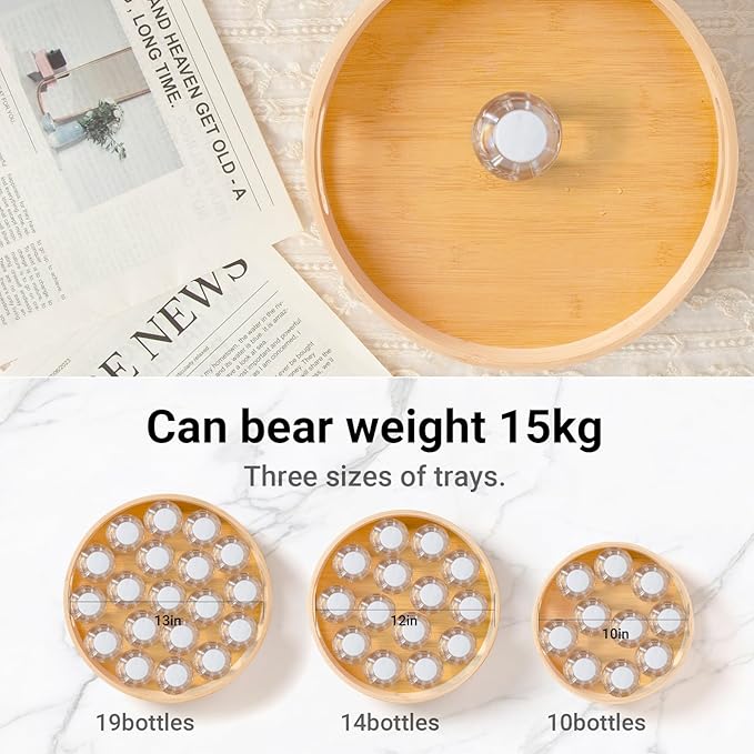 12in Bamboo Lazy Susan Organizer for Countertop and Cabinet with Large and Stable Chassis,Round Rotating Bamboo Tray for Station Organizer,for Kitchen Bathroom Laundry Room (12in)-Ruum Studio Home