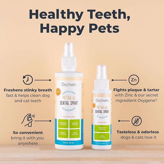 Oxyfresh Advanced Pet Dental Spray – Instant Dog and Cat Fresh Breath: Easiest No Brushing Pet Dental Solution for Dogs and Cats – Best Way to Fight Plaque, Keep Teeth & Gums Healthy, 8oz.-Ruum Studio Home