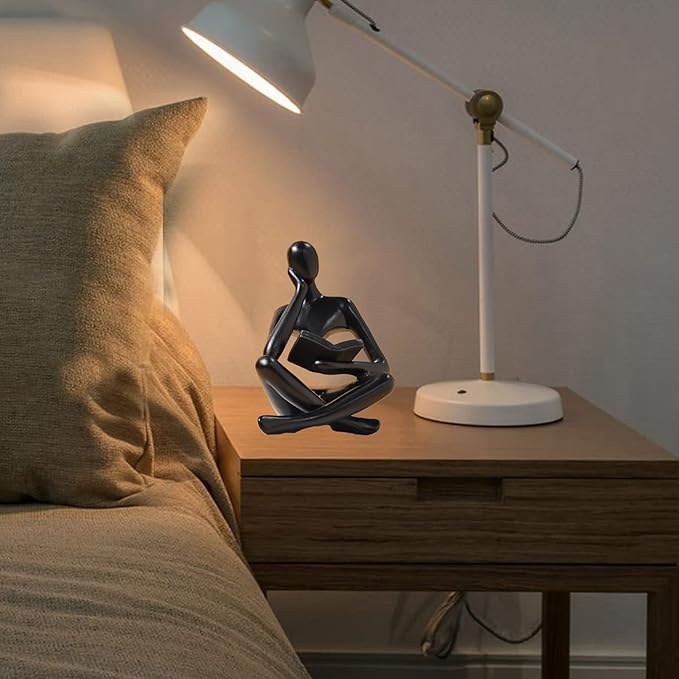 Bookshelf Decor Thinker Statue - Abstract Style Thinker Sculptures Modern Aesthetic Figurine Decoration Statues for Home Decor-Zuo Si-Black-Ruum Studio Home