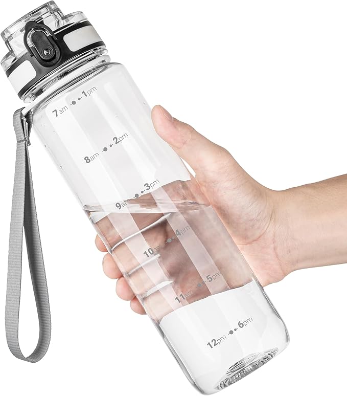 OLDLEY 32 oz Water Bottle, Motivational Water Bottle with Time Marker, Sports Water Bottle With Strap, Leakproof & BPA Free Large Water Bottles for School, Gym, Travel, Outdoor, Tritan, Transparent-Ruum Studio Home