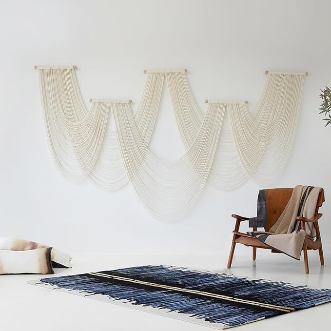 IOWER Macrame Wall Hanging Large Wall Home Decor Modern Fiber Wall Art Geometric Decoration Headboard Living Room Bedroom Backdrop-Ruum Studio Home