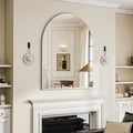 BEAUTYPEAK 32"x42" Arch Bathroom Mirror, Wall Mounted Vanity Metal Frame Mirror for Bedroom, Entryway, Living Room, Silver-Ruum Studio Home