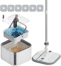 Upgraded Self-Standing Spin Mop and Bucket System, Detachable Inner Mop Bucket That Separates Dirty Water & 90° Foldable Head, Triple-Scrubbing System, for Hardwood Floors - White with 6 Pads-Ruum Studio Home
