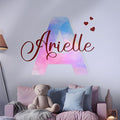Custom Stickers Name Wall Decor I Personalized Name Sign for Room Decor | Multiple Custom Name & Initial I Decal for Baby Girl Nursery Decor I Nursery Wall Decal for Baby (A. Pink and Blue Sky)-Ruum Studio Home