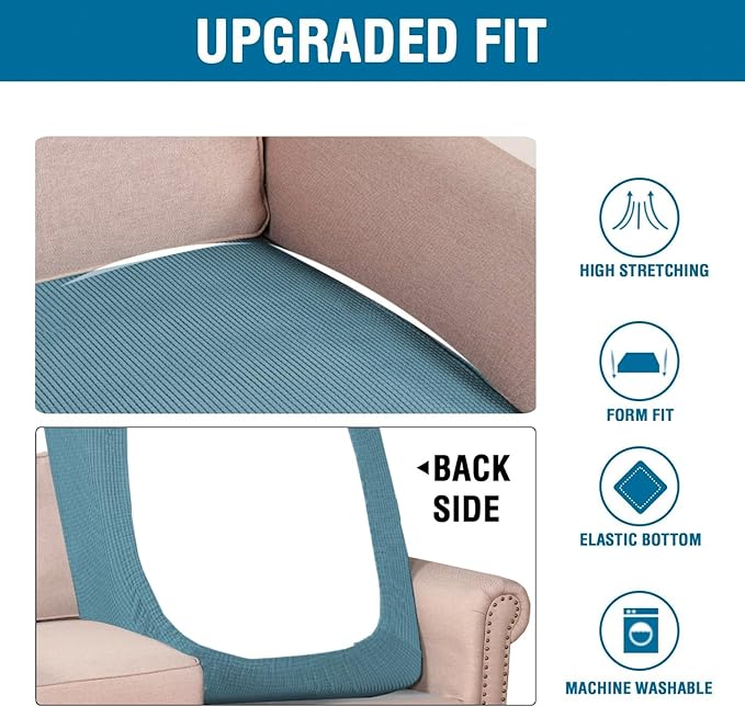 H.VERSAILTEX Super Stretch Individual Chaise Cover Sectional Couch Covers for L Shaped Sofa Both Left/Right Featuring Thick Jacquard Textured Twill Fabric (1 Piece Chaise Cover, Storm Blue)-Ruum Studio Home