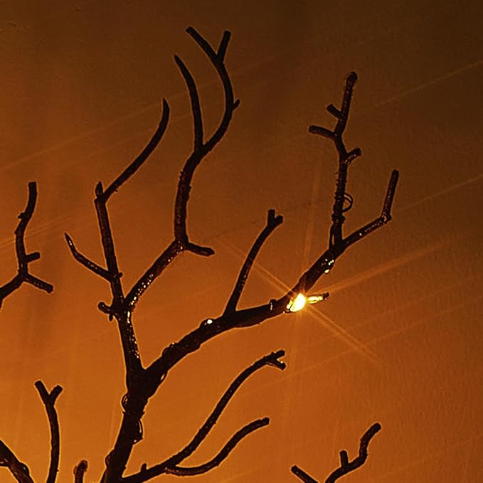 Birchlitland Halloween Branch Lights with Timer Battery Operated 75 LED Orange Fairy Lights, Lighted Black Willow Branches 21IN for Home Decor-Ruum Studio Home