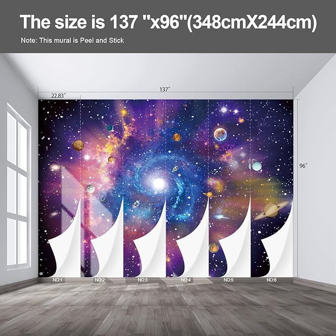 Planet Wall murals Peel and Stick Galaxy Wallpaper for Bedroom Nursery Room - 96"x137"-Ruum Studio Home