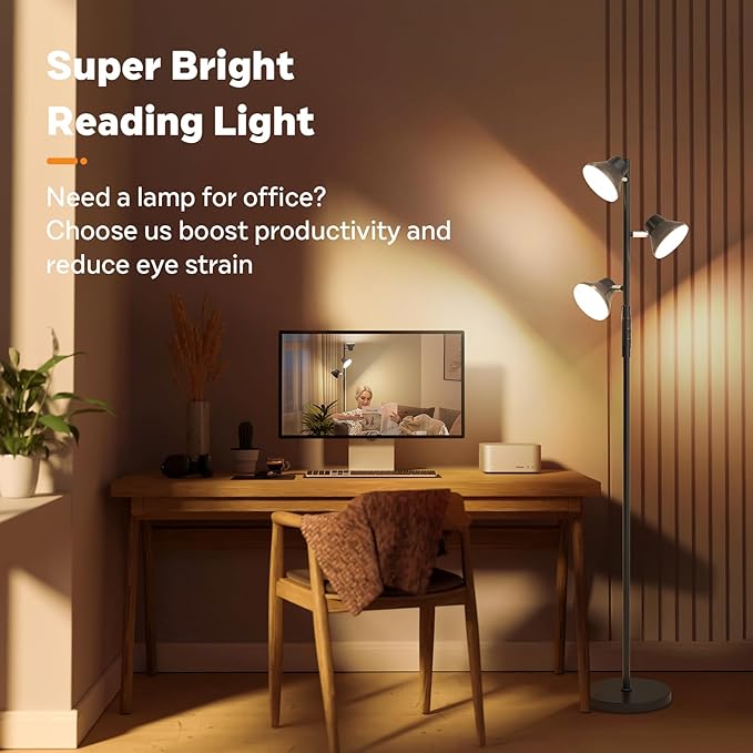 LED Floor Lamp, 36W Modern Floor Lamp with Remote & Touch Control, 4 Color Temperatures, Standing Lamp with 3 Rotatable Lights, Floor Lamps for Living Room, Bedroom, Office-Ruum Studio Home