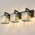 Modern Bathroom Vanity Light 3-Lights Black Crystal Wall Lamp Bathroom Modern Crystal Vanity Lighting-Ruum Studio Home