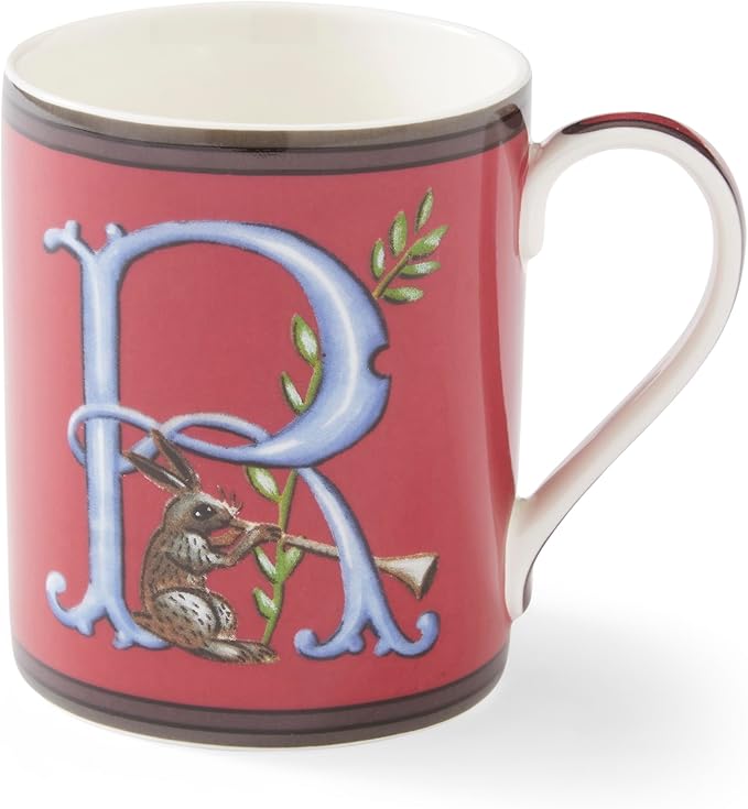 Spode Kit Kemp 12oz Mug in Fine China, R Initial - Custom Coffee Cup for Hot Beverages, Personalized Gift Idea for Her, Him, Friends, Coffee Lovers - Stylish Letter Mug for Daily Use, Dishwasher Safe-Ruum Studio Home