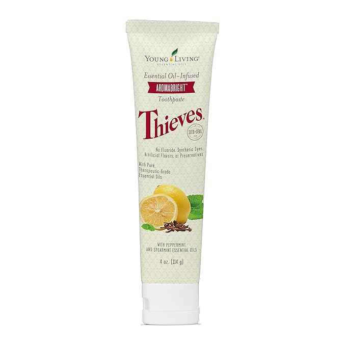 Thieves AromaBright Toothpaste by Young Living | 4 Ounces | Fluoride-Free | All-Natural | Enriched with Essential Oils to Support Healthy Teeth and Gums While Providing Long-Lasting Fresh Breath-Ruum Studio Home