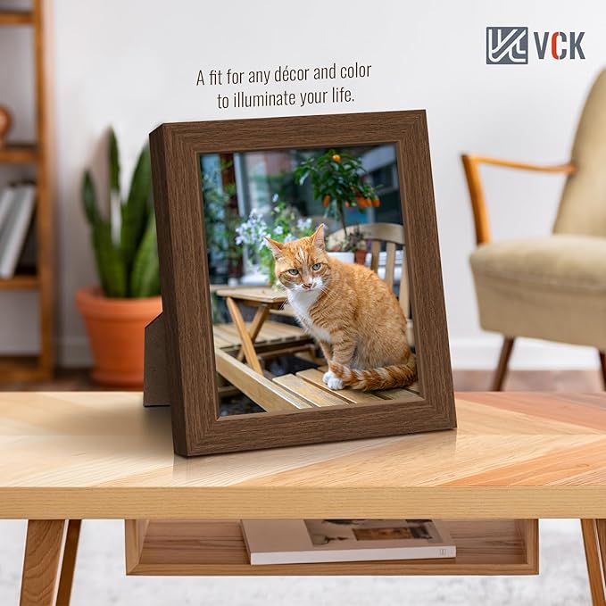 VCK 8x10 Frame Set of 3 - Brown, Wood Picture Frame with Exclusive Wood Grain, Wall Gallery Frame-Ruum Studio Home