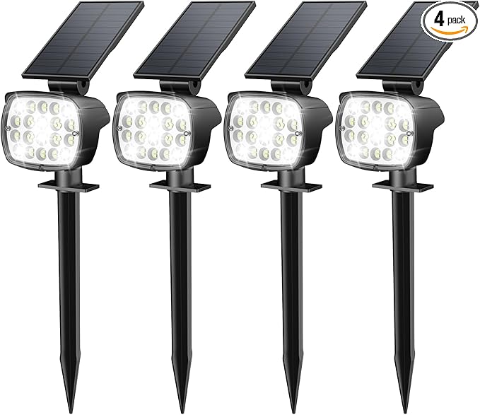 Kaxiida Solar Lights Outdoor Waterproof - 2025 Upgrade 3 Level Ultra Bright Spot Lights Uplights, LED Landscape Spotlight for Tree, Pathway, Wall, Adjustable Solar Panel Auto On/Off-Ruum Studio Home