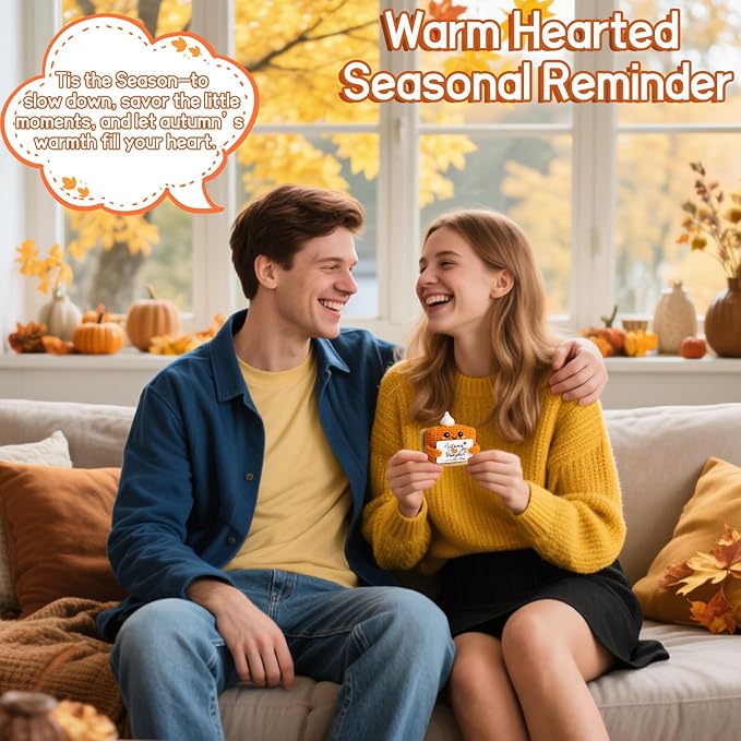 Fall Decor Mini Pumpkin Pie Crochet Doll, Small Autumn Season Holiday Pumpkin Items Plush Gift, Cute Halloween Thanksgiving Home Office Indoor Table Decoration, Christmas Stocking Stuffer Ornament-Ruum Studio Home