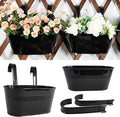 2 Pack Metal Hanging Planter for Outdoor Plants, 10 Inch Black Fence Planters Railing Pots for Garden Patio Balcony Decor, Flower Bucket with Detachable Hooks (Black, 2Pcs)-Ruum Studio Home