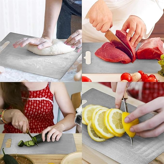 Titanium Cutting Board - 2025 New Upgrade 100% Pure Titanium Cutting Boards for Kitchen Double Sided Non Toxic Titanware Cutting Board,Hygiene Durable Dishwasher Safe Chopping Board (18"L x 12"W)-Ruum Studio Home
