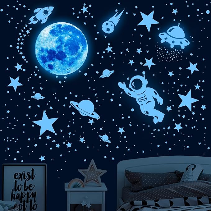 530Pcs Glowing Stars for Ceiling,Glow in The Dark Stars,Space Wall Decals Solar System Galaxy Planets Wall Stickers for Kids, Wall Decor for Girls Kids Bedroom Nursery Birthday Party Favor-Ruum Studio Home