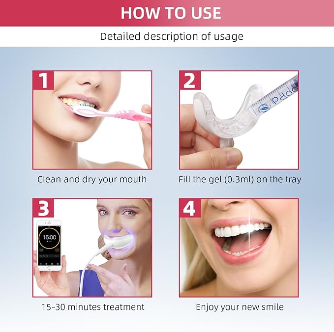 Professional Teeth Whitening Kit with 5 Teeth Whitening Gel, LED Accelerator Light & Rechargeable Design - Enamel Safe Gel, Custom Trays, Fast Results for Sensitive Teeth - Whitening Gel Kit-Ruum Studio Home