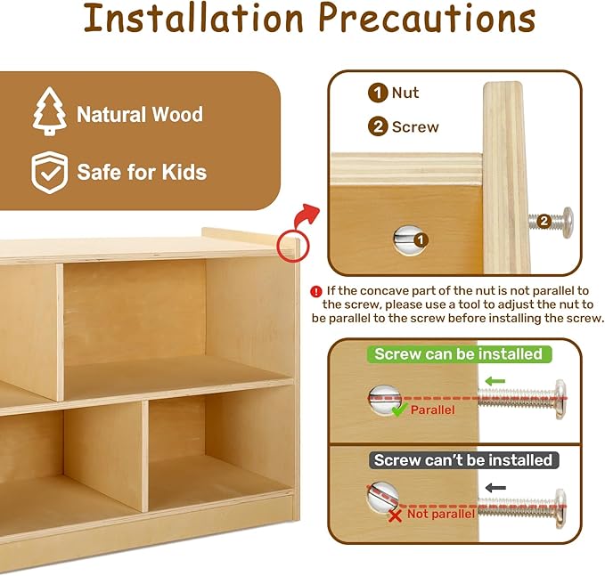 wingyz Wooden Storage Cabinet, 5-Section Montessori Bookshelf, Kids Toy Storage Organizer Book Shelf for Kids Rooms, Classroom, Playroom, Nursery, Preschool Book Shelves-Ruum Studio Home