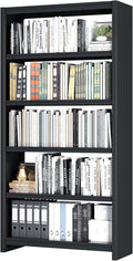 Bookshelf, 5 Shelf Bookcases, Tall Bookcase for Heavy Books, CDs, Movies, Garage Kit, Modern Display Shelf for Library Home Office Bderoom Living Room, Metal Bookshelves Industrial Black-Ruum Studio Home