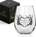 The Horrors Persist But So Do I Wine Glass,Skeleton Heart Hands,Funny Halloween&Valentine's Day Wine Glass,15oz-Ruum Studio Home