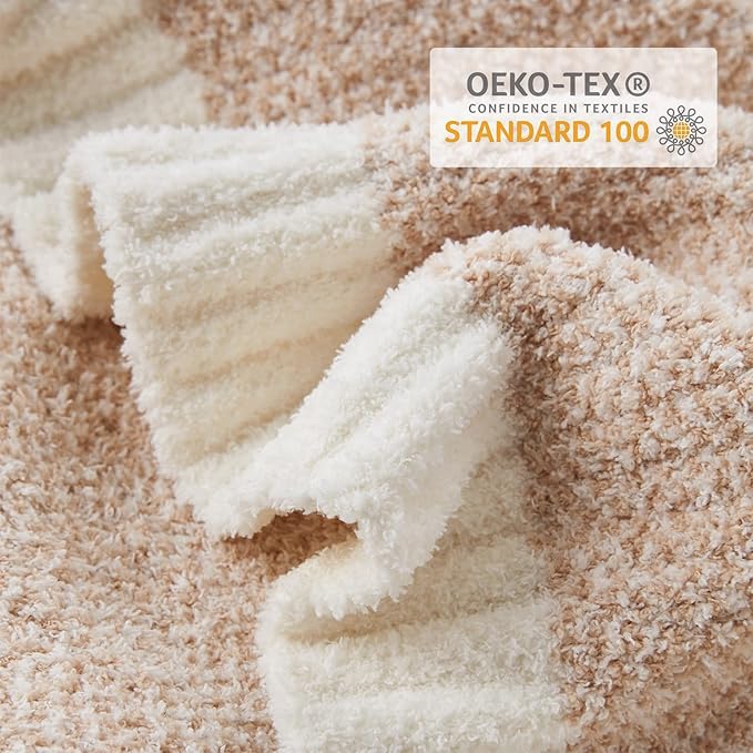 Snuggle Sac Queen Size Bedding Blankets, Super Soft Warm Oversized Bed Blankets Cozy Knit Fuzzy Blankets for Bed, Heather Beige, 90x90 inches-Ruum Studio Home