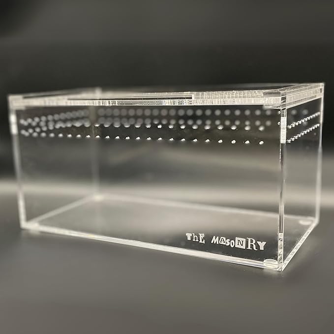THE MASONRY | Acrylic Terrarium for Isopod Enclosure | 8"x4"x4" | Sling Tarantula Enclosure and Bug Tank | Small Spider Habitat | Terrarium Pre-Assembled with Magnetic Lock-Ruum Studio Home