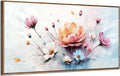 amatop Framed Floral Canvas Wall Art Picture Large Pink Blue Abstract Bloom Bouquet Print with Daisy Peony Elegant Botanical Nature Artwork for Living Room Bedroom Dining Room Entryway Decor 48x24 inch-Ruum Studio Home