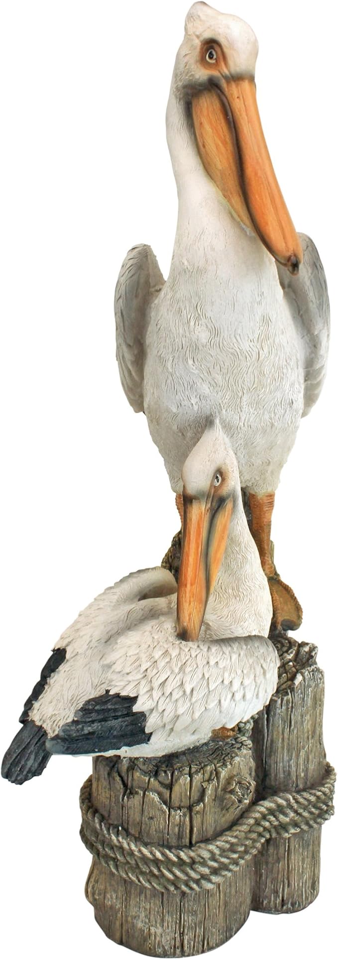 Design Toscano Coastal Decor Ocean's Perch Pelicans Garden Bird Statue, 9 Inch Wide, 24 Inch Tall, Cast Stone Resin, Full Color Finish-Ruum Studio Home