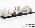 RICHFOCUS 72Inch Floating Shelves for Wall 1 Pack Shelves for Bedroom|Kitchen|Bathroom Wall Mounted Rustic Wood Floating Shelf with Invisible Brackets for Books|Storage|Decor, Black-Ruum Studio Home