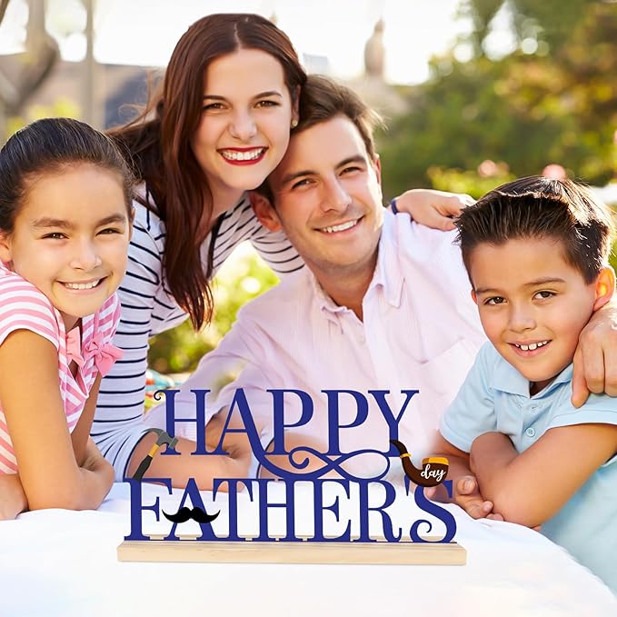 COCHIE Metal Happy Father's Day Sign, Fathers Day Decorations for Home, Shelf, Mantel, Indoor, Table Top Party Decoration, Fathers Day Gift for Dad from Daughter Son (Father's Day)-Ruum Studio Home