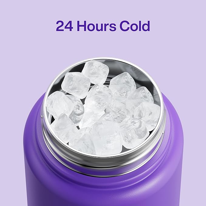 Insulated Water Bottle with Straw Stainless Steel Water Bottle, Leak-Proof, BPA-Free, Double Wall Vacuum Keeps Cold for 24 Hours for Sports, Travel, School (32 oz, Violet)-Ruum Studio Home